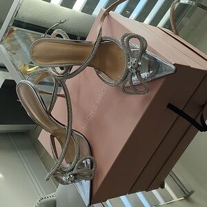 Mach & Mach Silver double bow 95 heels